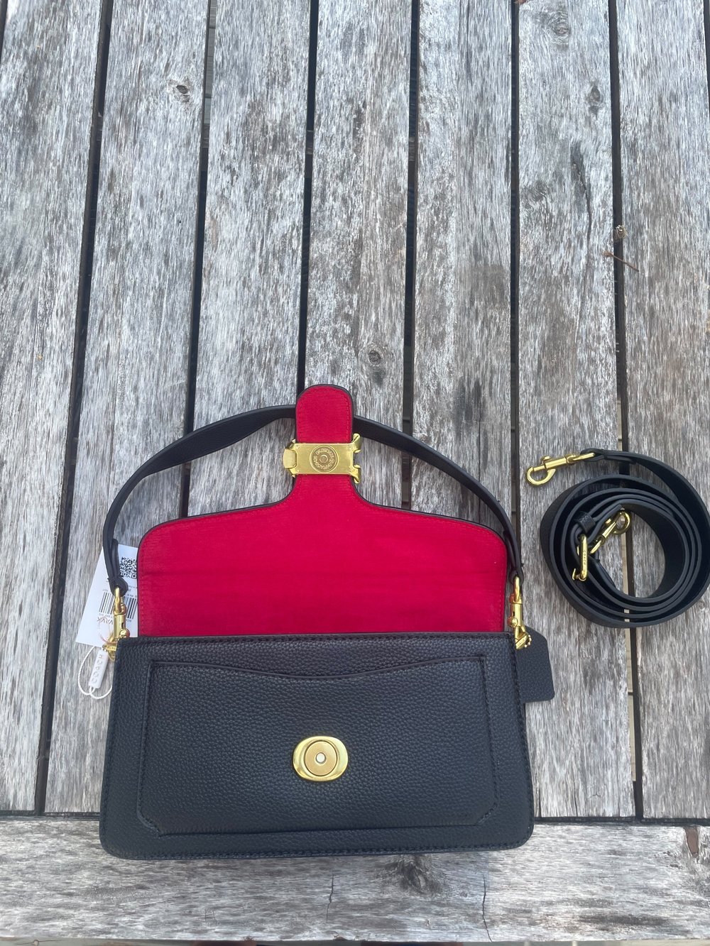 Coach Black Leather Shoulder Bag with Gold Hardware - Picture 2 of 7